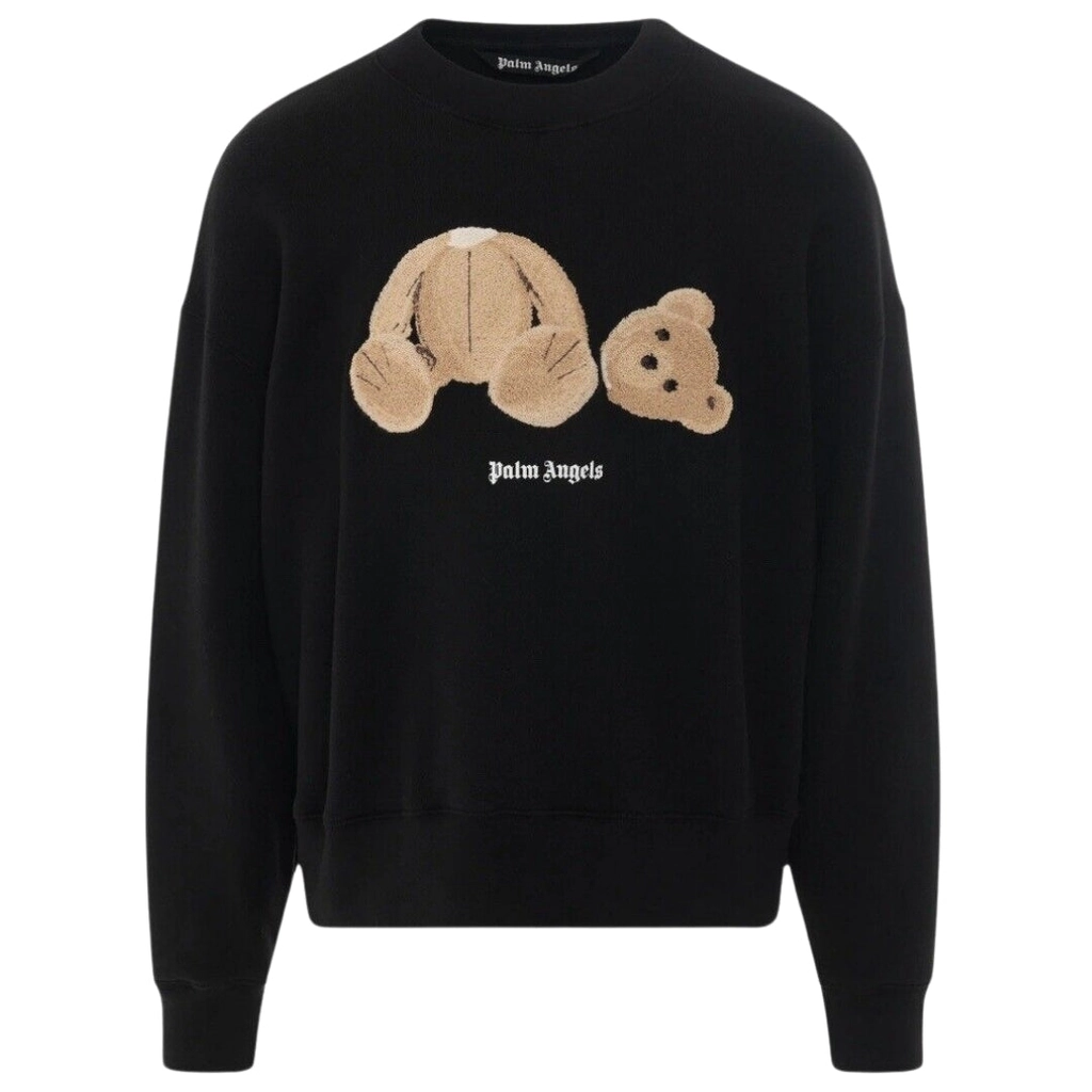 Palm Angels Mens Kill The Bear Logo Black Jumper Cotton - Size Small